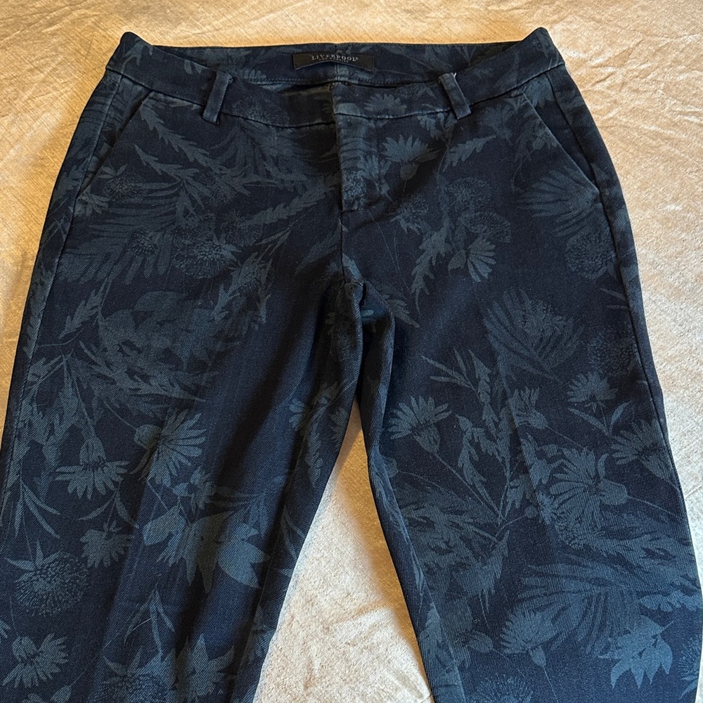 Liverpool Women's Charcoal Floral Wide Leg Jeans